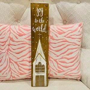 N29-NEW Carla Grogan joy to the world Church Wooden Plaque